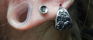 Steel Catacomb Huggie Earring Customer Photo